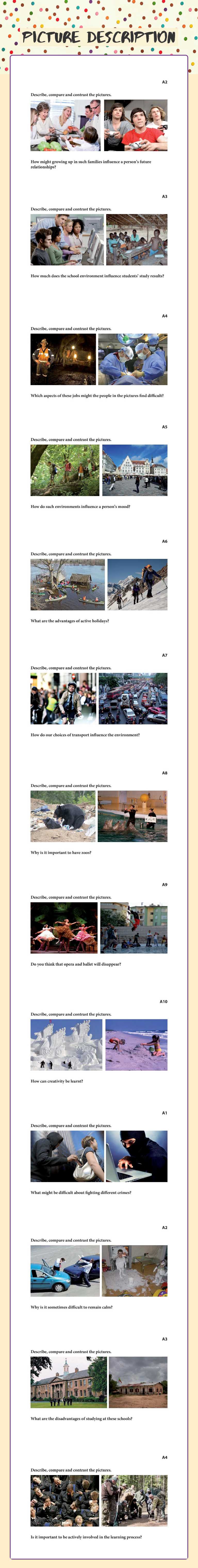 Picture Description worksheet preview image