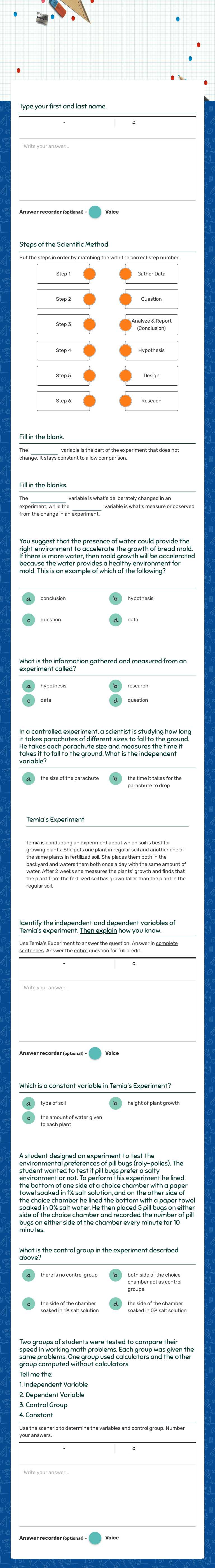 Scientific Method  & Identifying Variables Grade 10 worksheet preview