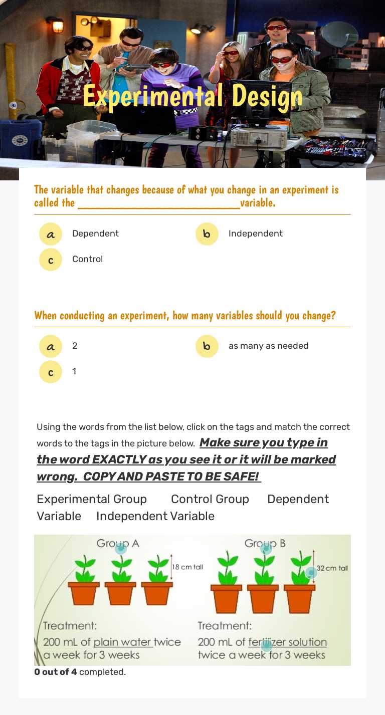 Experimental Design​ worksheet preview