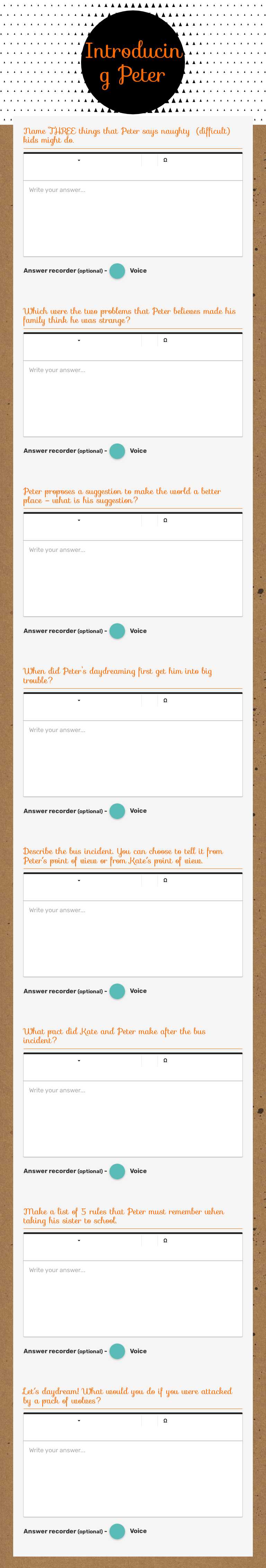 Introducing Peter Grade 6 worksheet preview