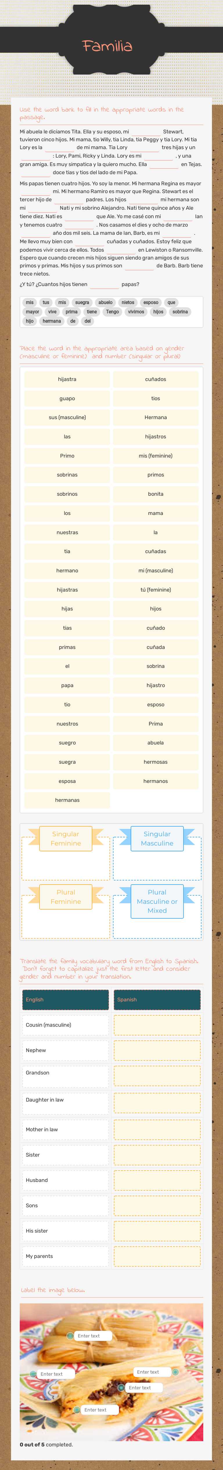 Familia worksheet preview image