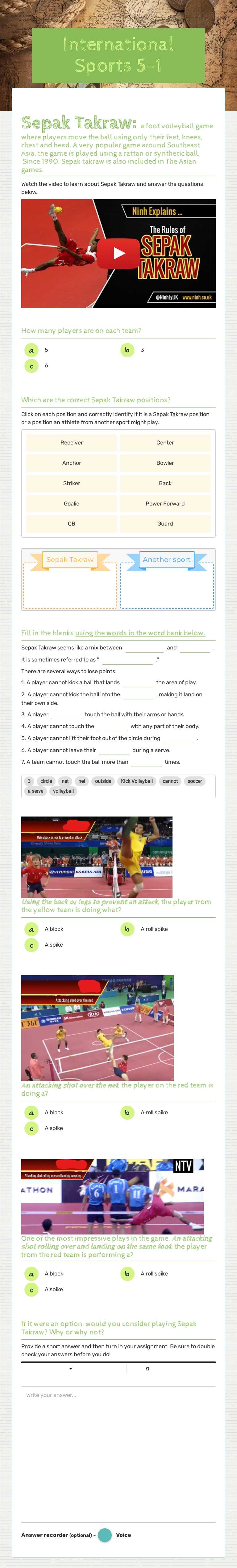 International Sports 5-1 worksheet preview image
