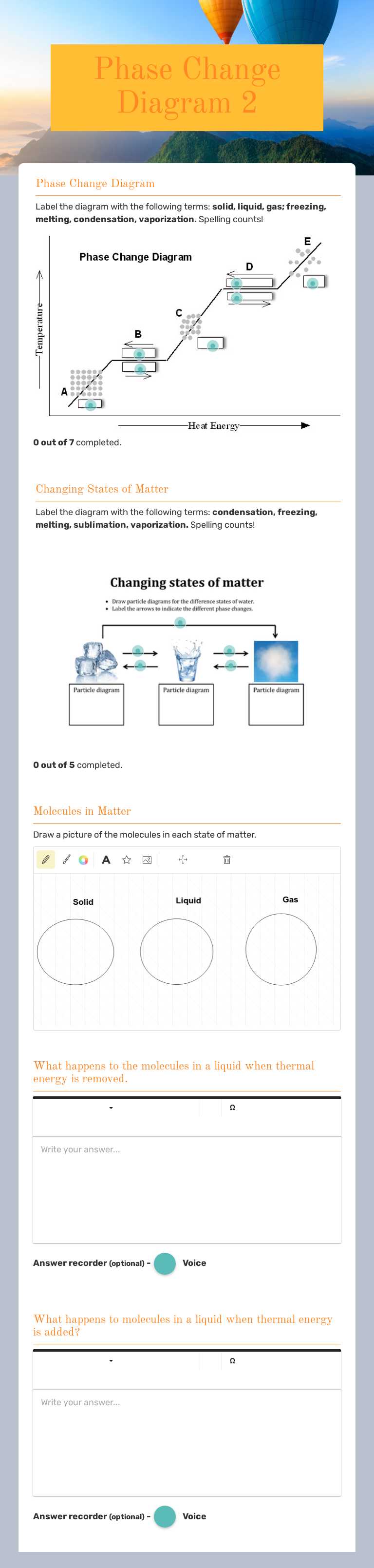 Phase Change Diagram 2 worksheet preview image
