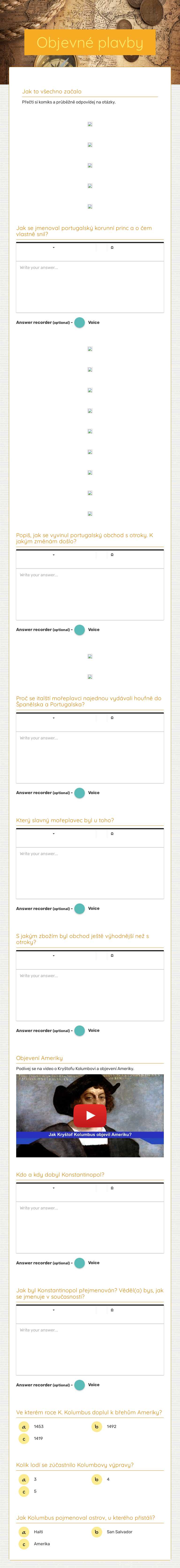 Objevné plavby Grade 7 worksheet preview