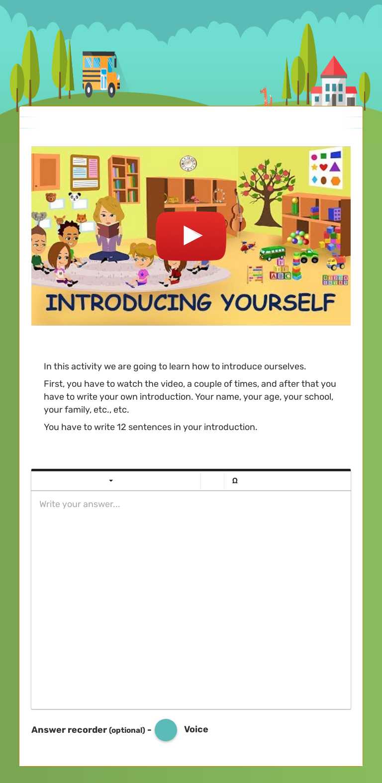 How to introduce yourself in English worksheet preview image