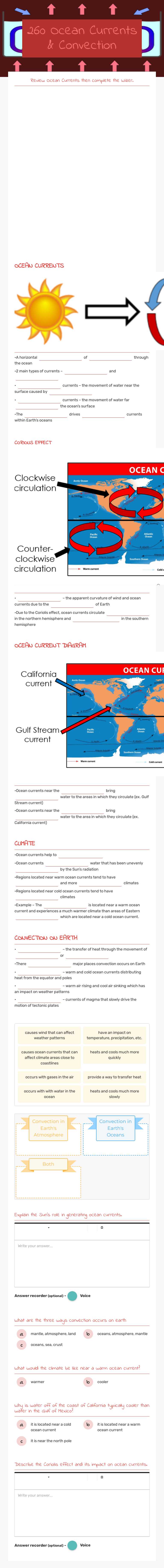 260 Ocean Currents & Convection worksheet preview image