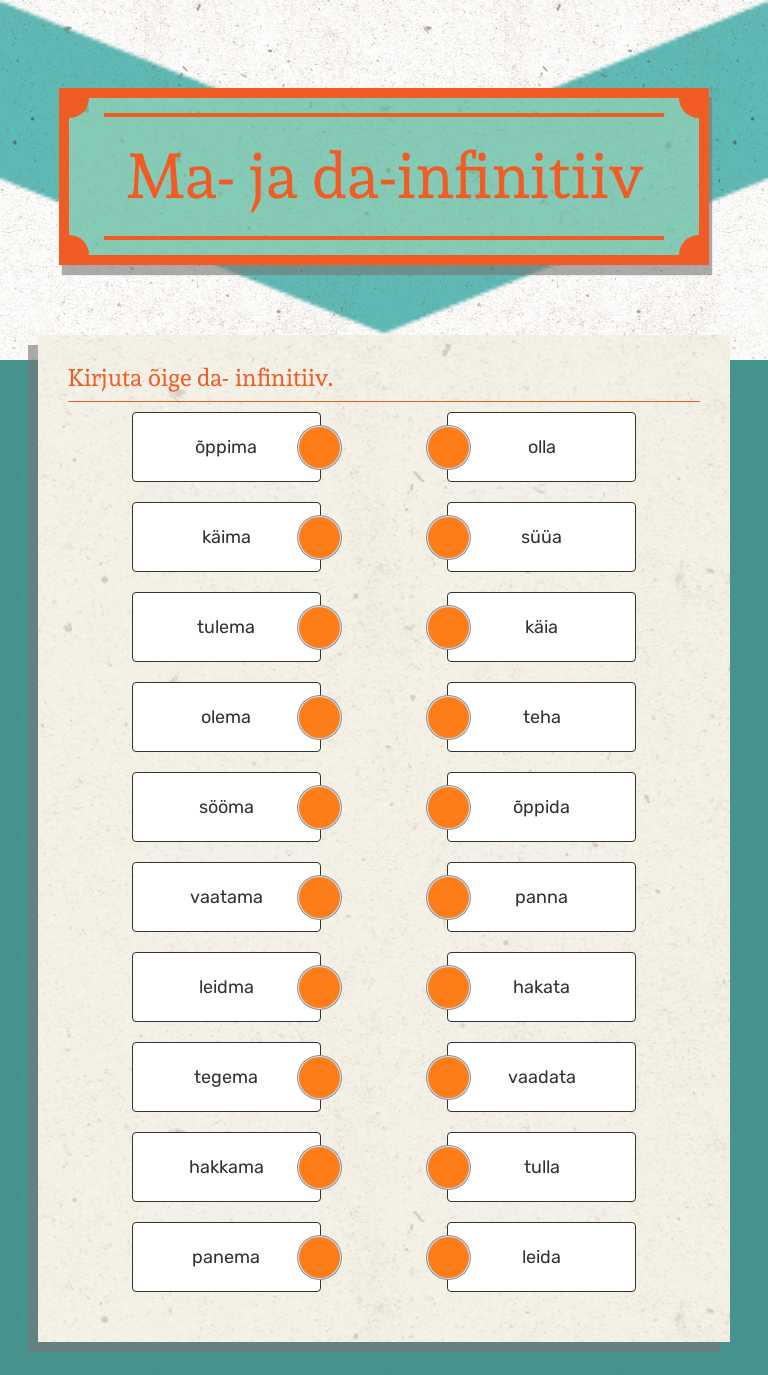 Ma- ja da-infinitiiv worksheet preview image