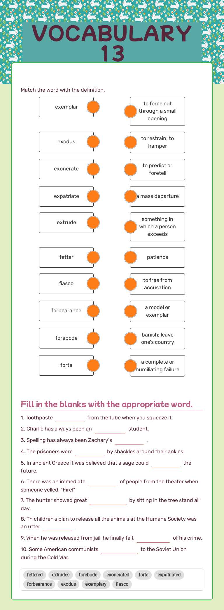 VOCABULARY 13 worksheet preview image