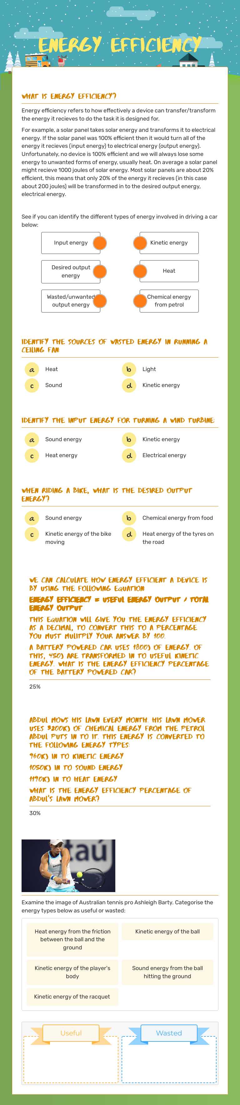 Energy Efficiency worksheet preview image