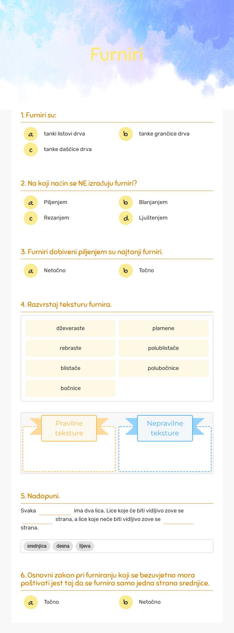 Furniri worksheet preview image