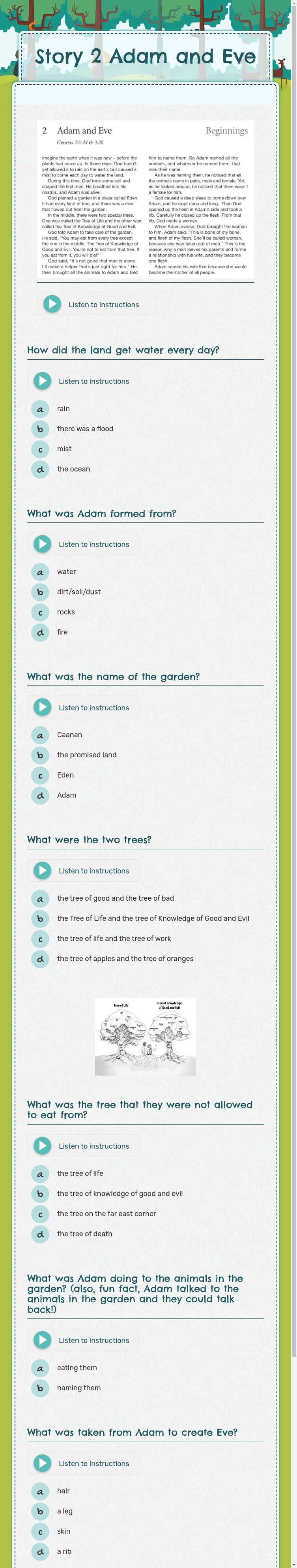Story 2 Adam and Eve worksheet preview image