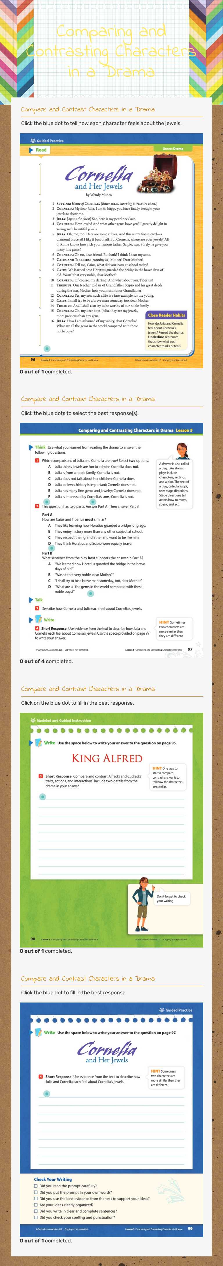 Comparing and Contrasting Characters in a Drama worksheet preview image