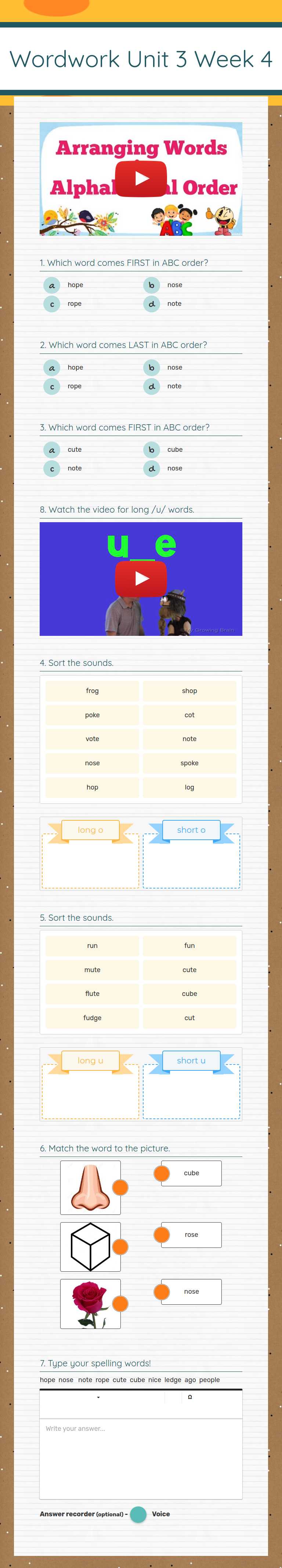Wordwork Unit 3 Week 4 worksheet preview image