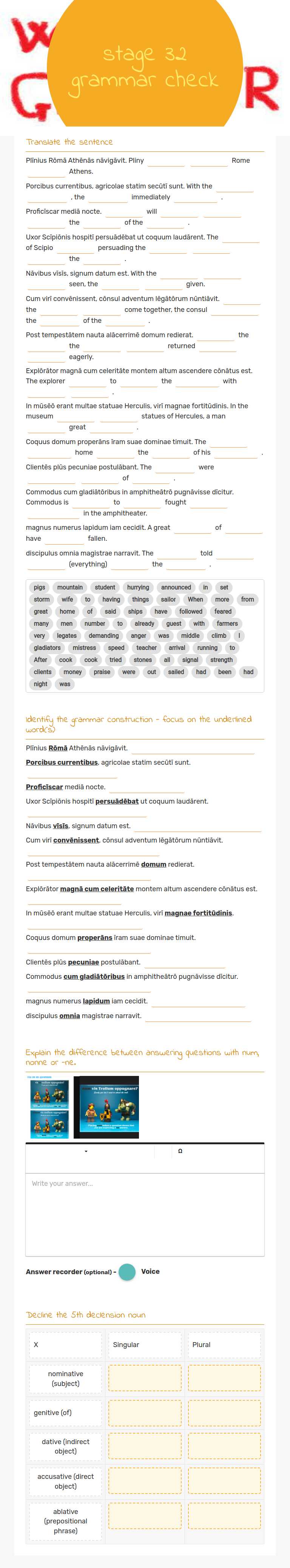 stage 32 grammar check worksheet preview image