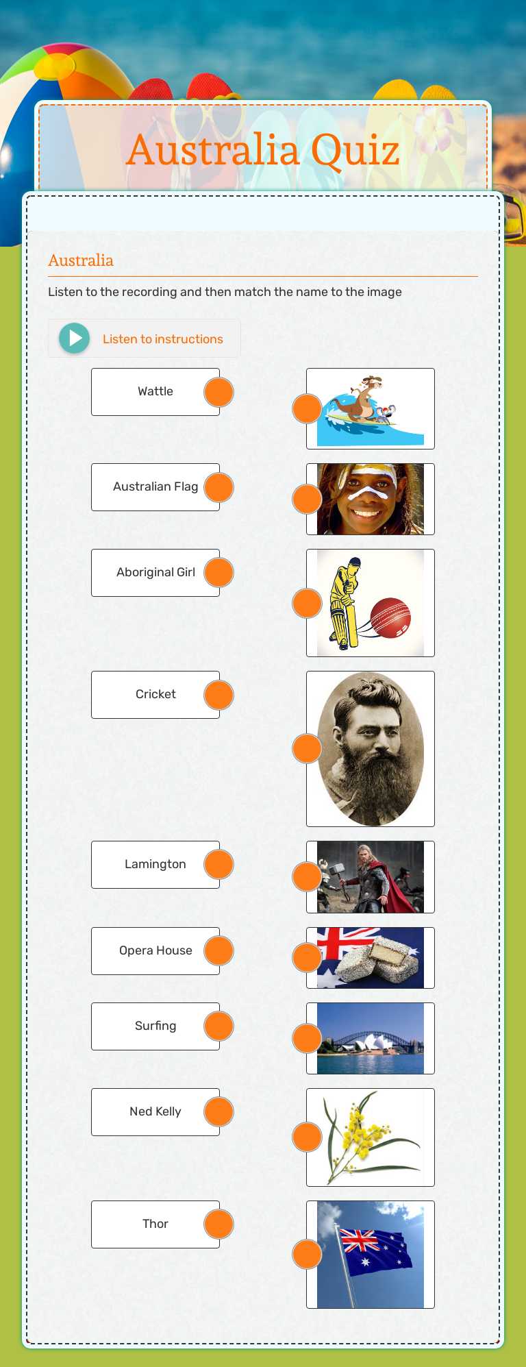 Australia Quiz worksheet preview image