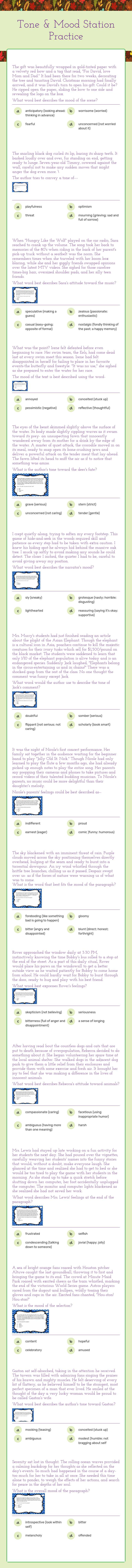 Tone & Mood Station Practice worksheet preview image