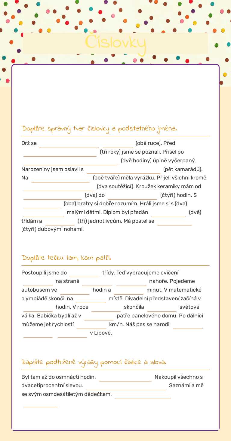 Číslovky worksheet preview image