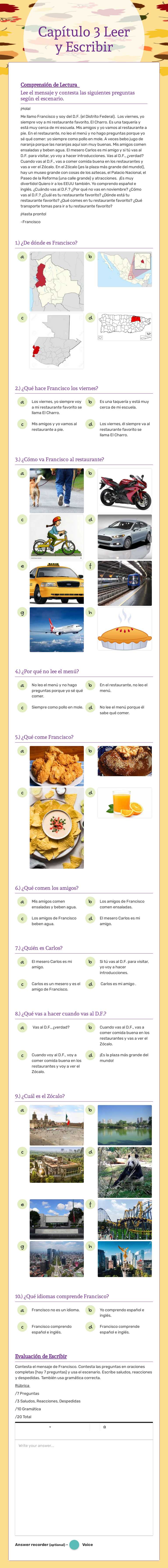 Capítulo 3
Leer y Escribir worksheet preview