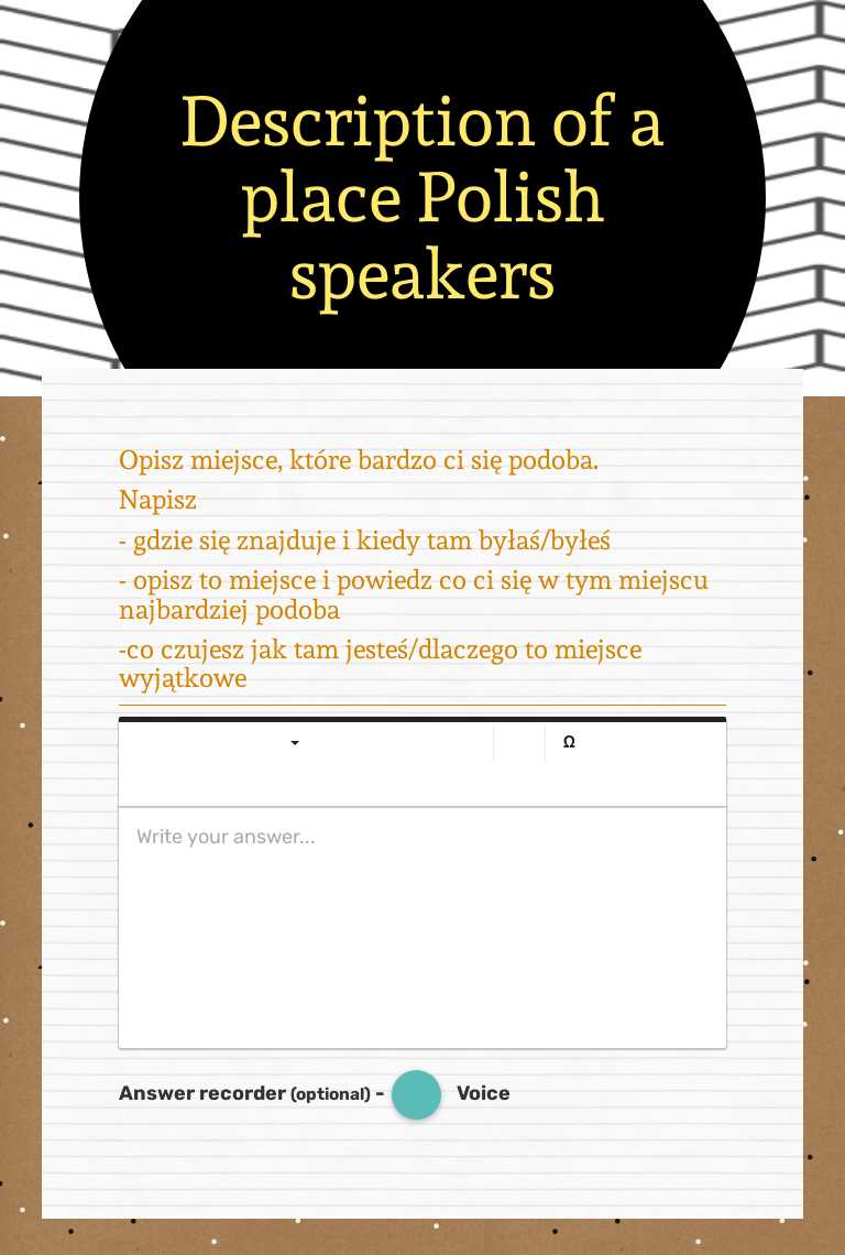 Description of a place
Polish speakers worksheet preview image