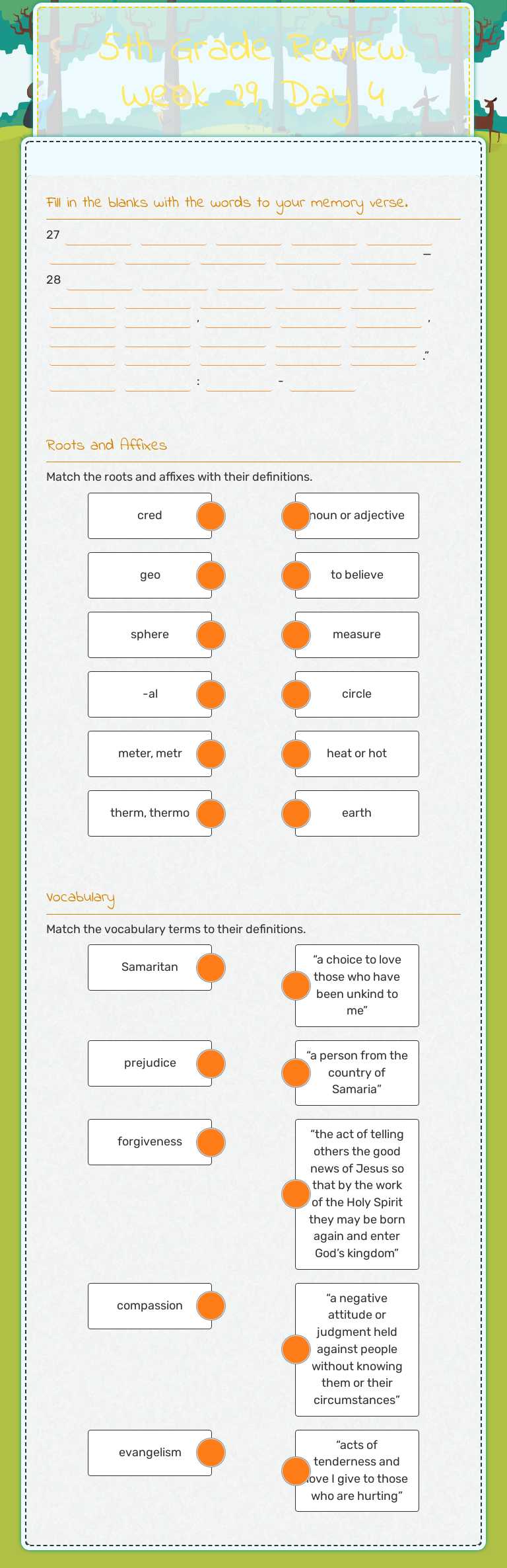5th Grade Review: Week 29, Day 4 worksheet preview image
