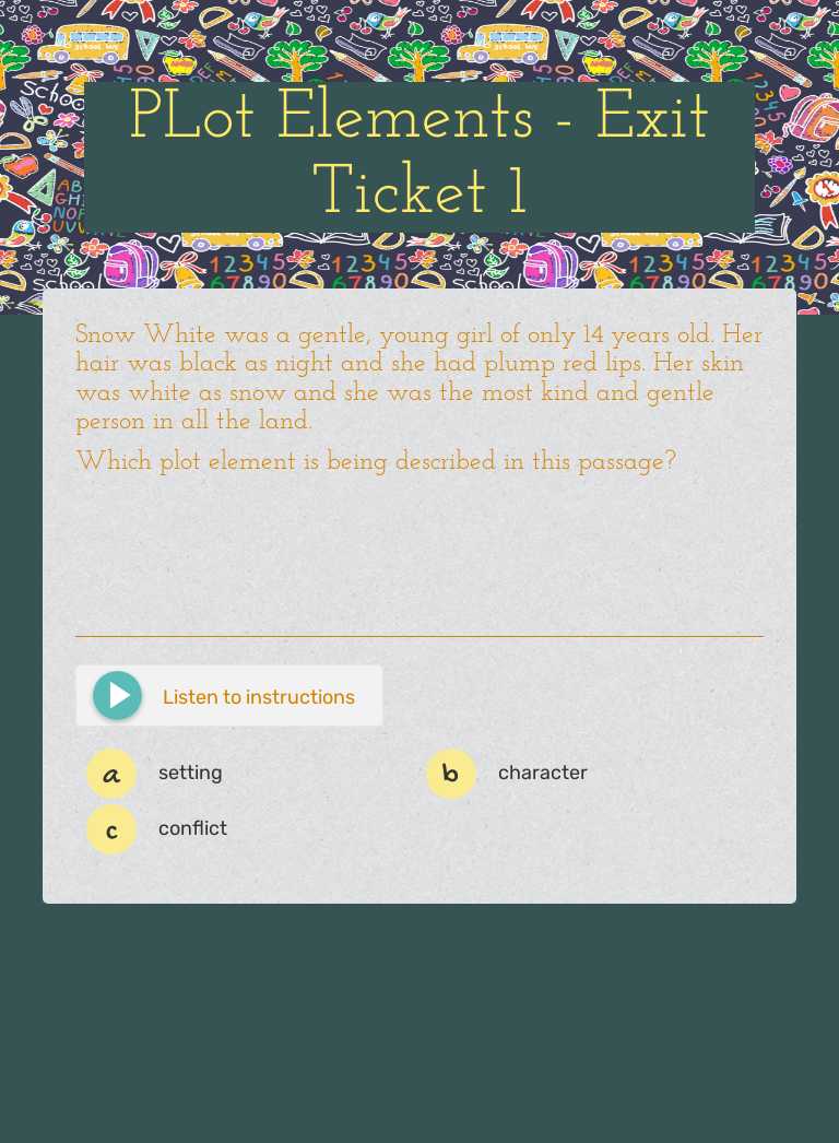 PLot Elements - Exit Ticket 1 worksheet preview image