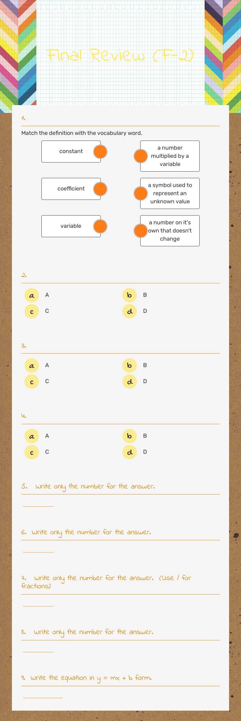 Final Review (F-2) worksheet preview image