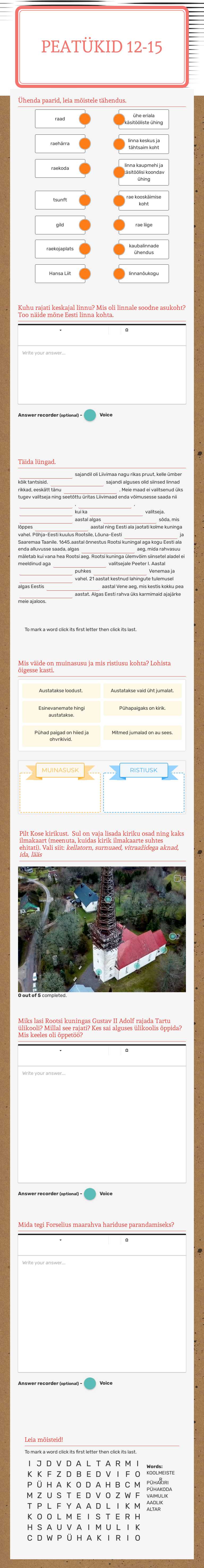 peatükid 12-15 Grade 5 worksheet preview