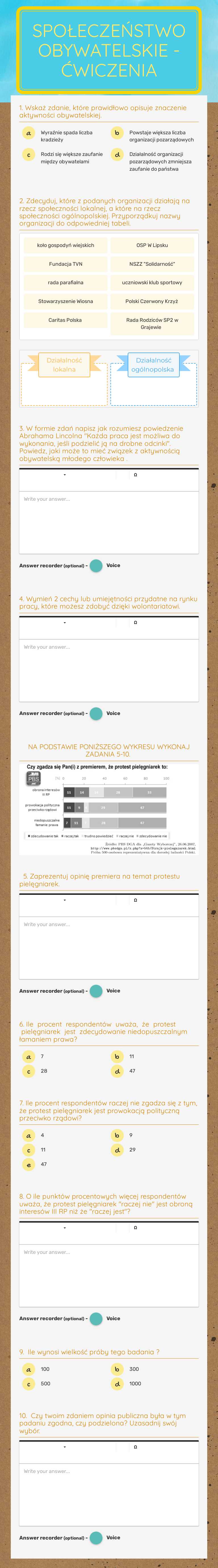 Społeczeństwo obywatelskie - ćwiczenia worksheet preview