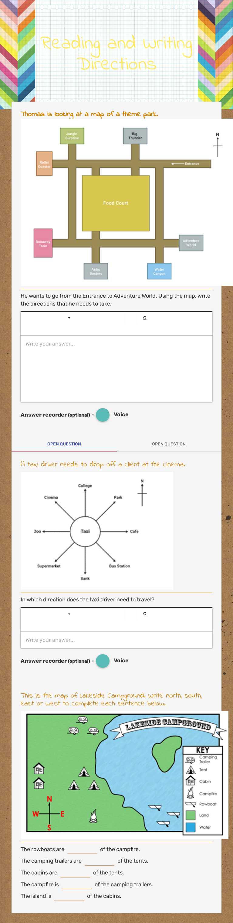 Reading and Writing Directions worksheet preview image