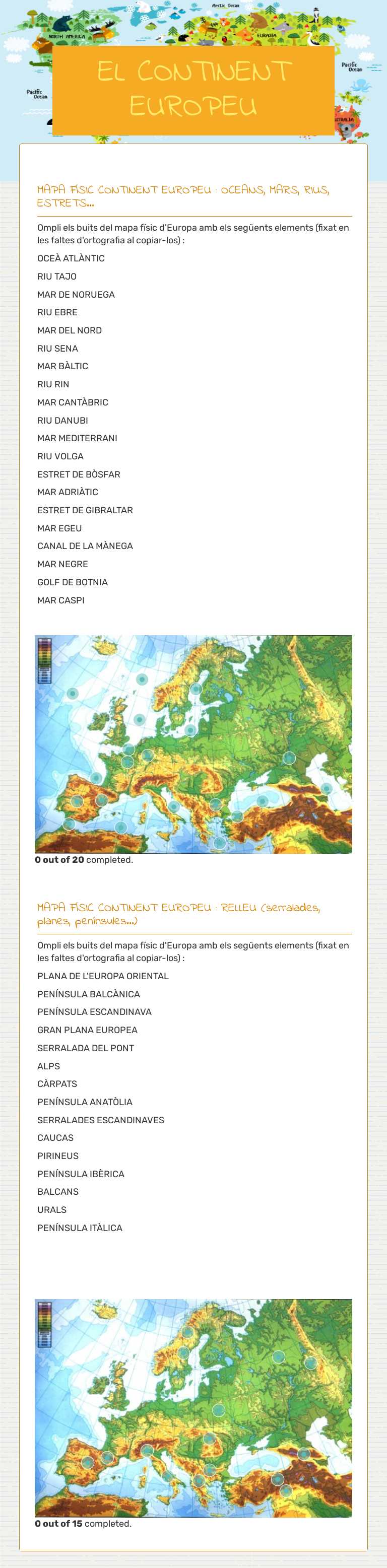 EL CONTINENT EUROPEU worksheet preview image