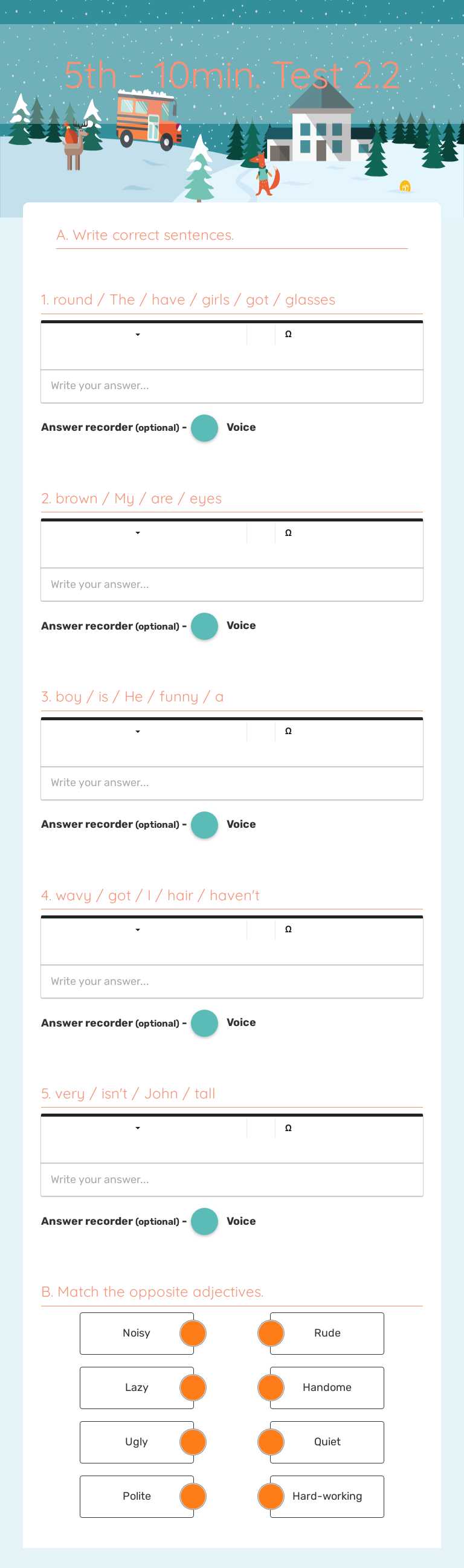 5th - 10min. Test 2.2 worksheet preview image
