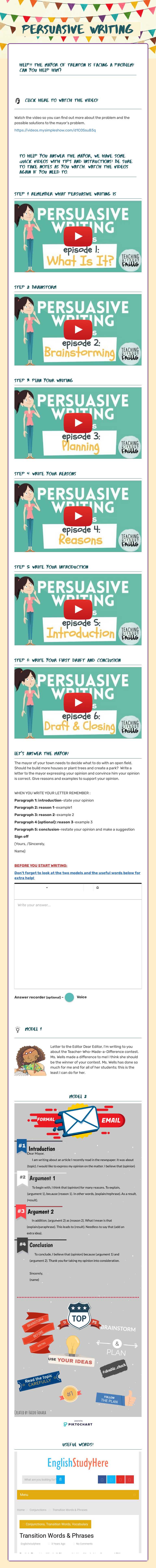 PERSUASIVE WRITING worksheet preview image