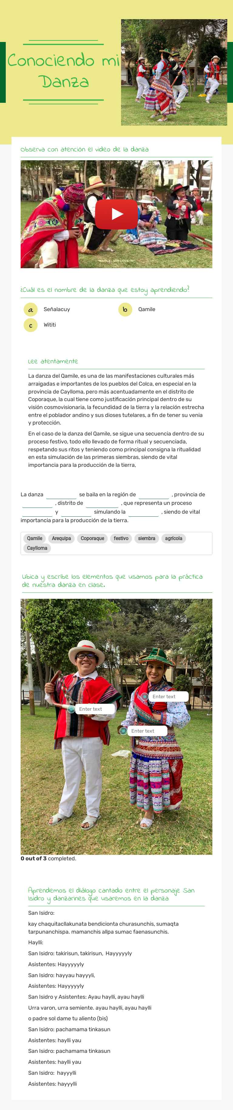 Conociendo mi Danza worksheet preview image