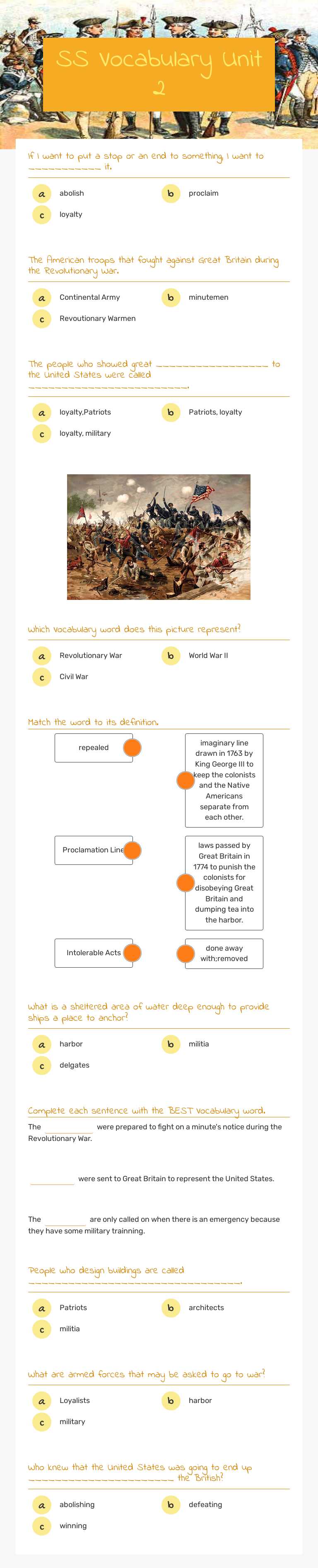 SS Vocabulary Unit 2 worksheet preview image