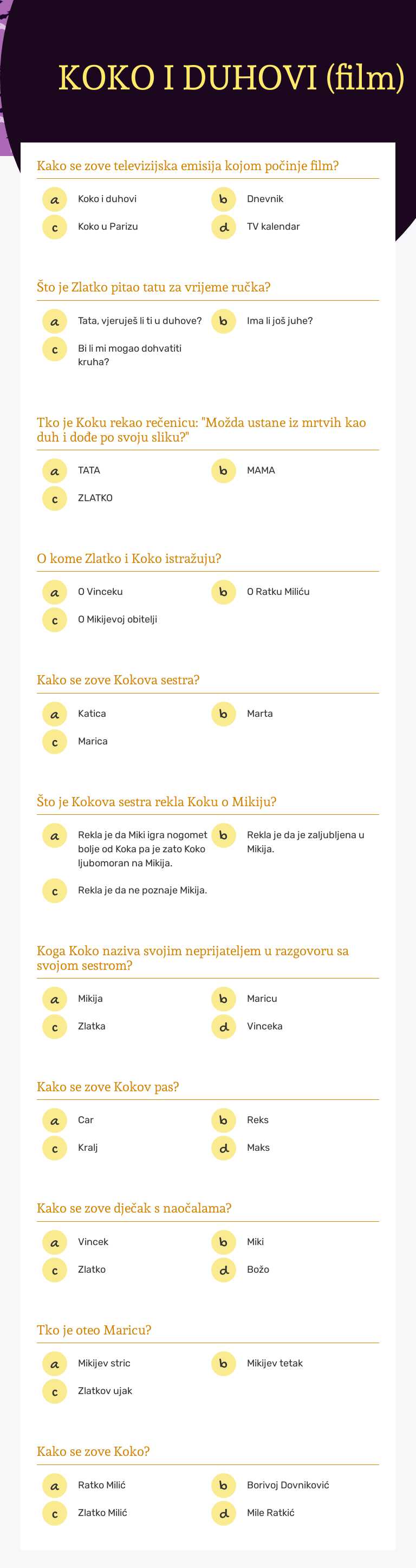 KOKO 
I 
DUHOVI
(film) worksheet preview image