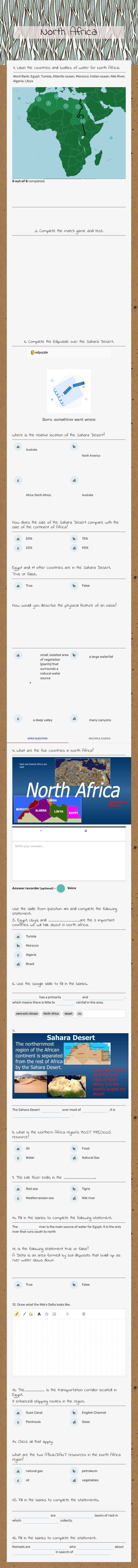 North Africa worksheet preview