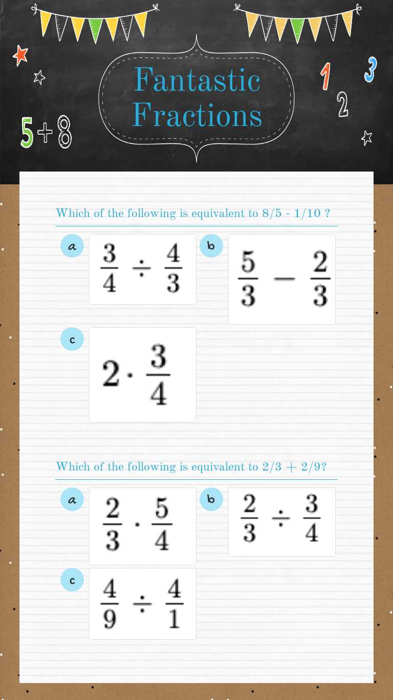 Fantastic Fractions worksheet preview image