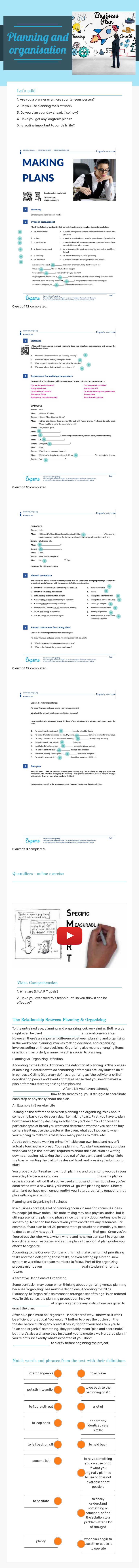 Planning and organisation worksheet preview image