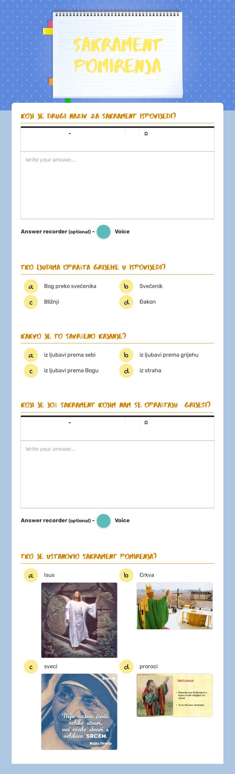 SAKRAMENT POMIRENJA worksheet preview image