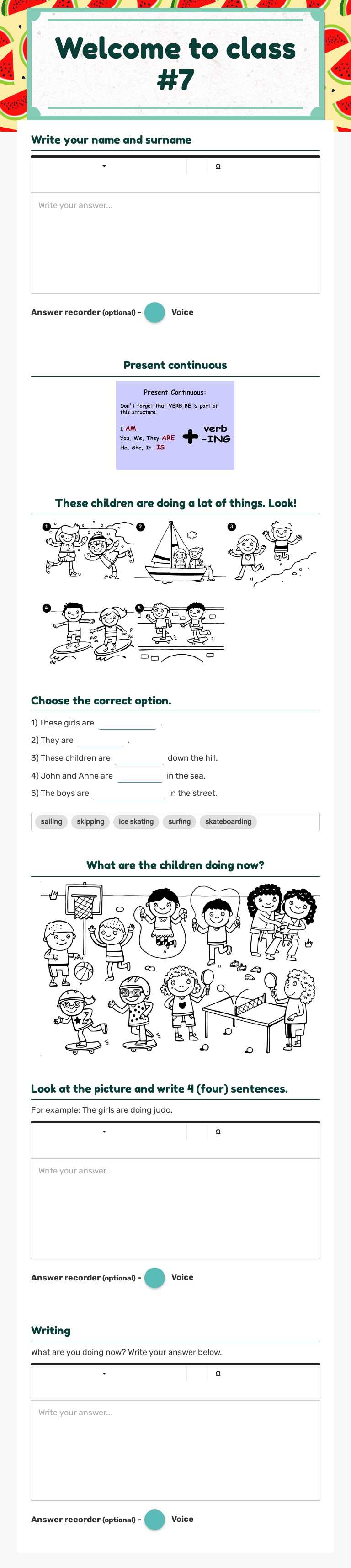 Welcome to class #7 worksheet preview image