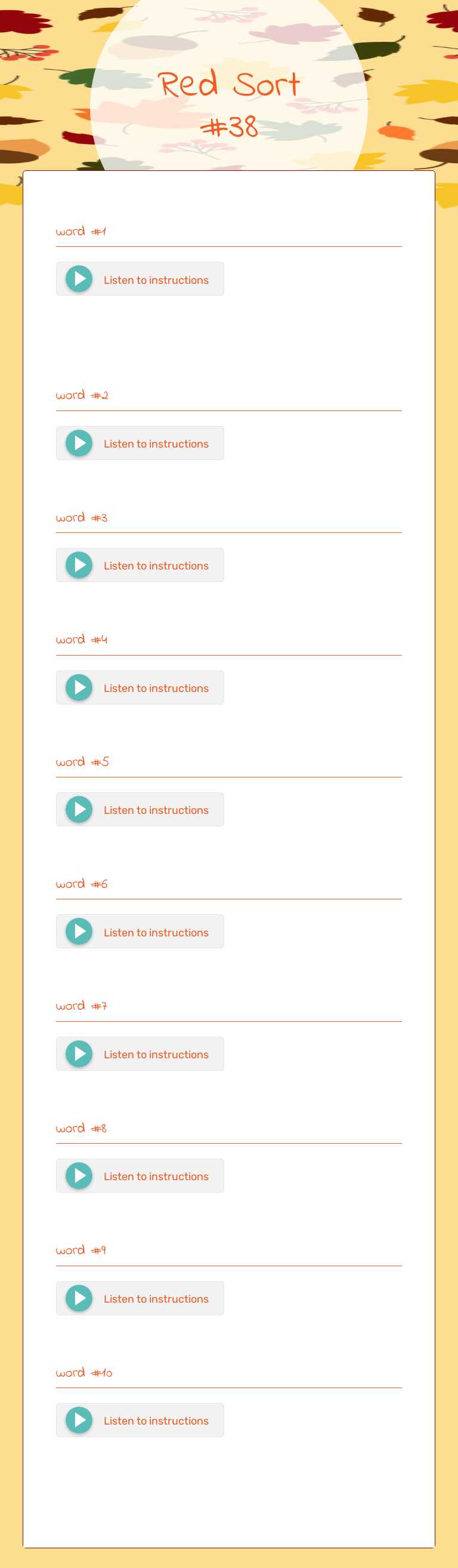 Red Sort #38 worksheet preview image