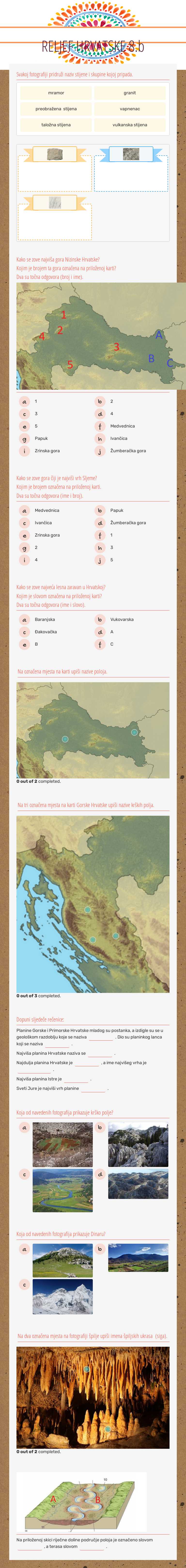 RELJEF  HRVATSKE 8.b worksheet preview image