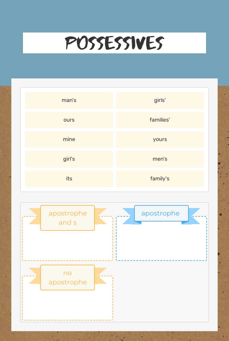 Possessives worksheet preview image