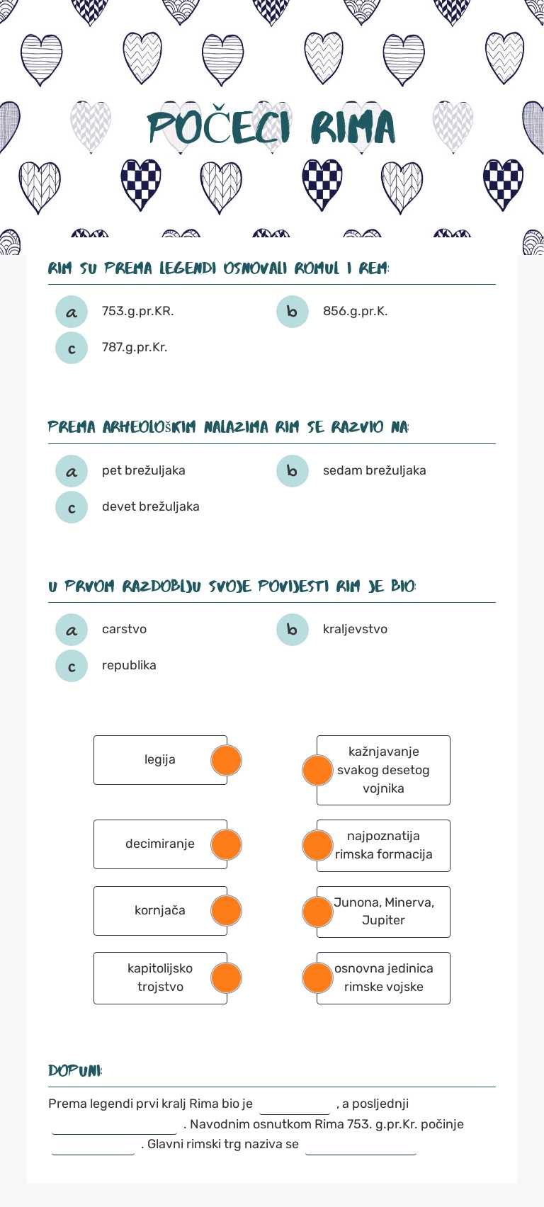 PoČECI RIMA Grade 5 worksheet preview