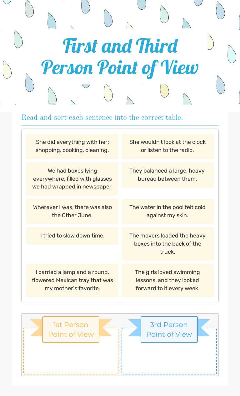 First and Third Person Point of View worksheet preview image