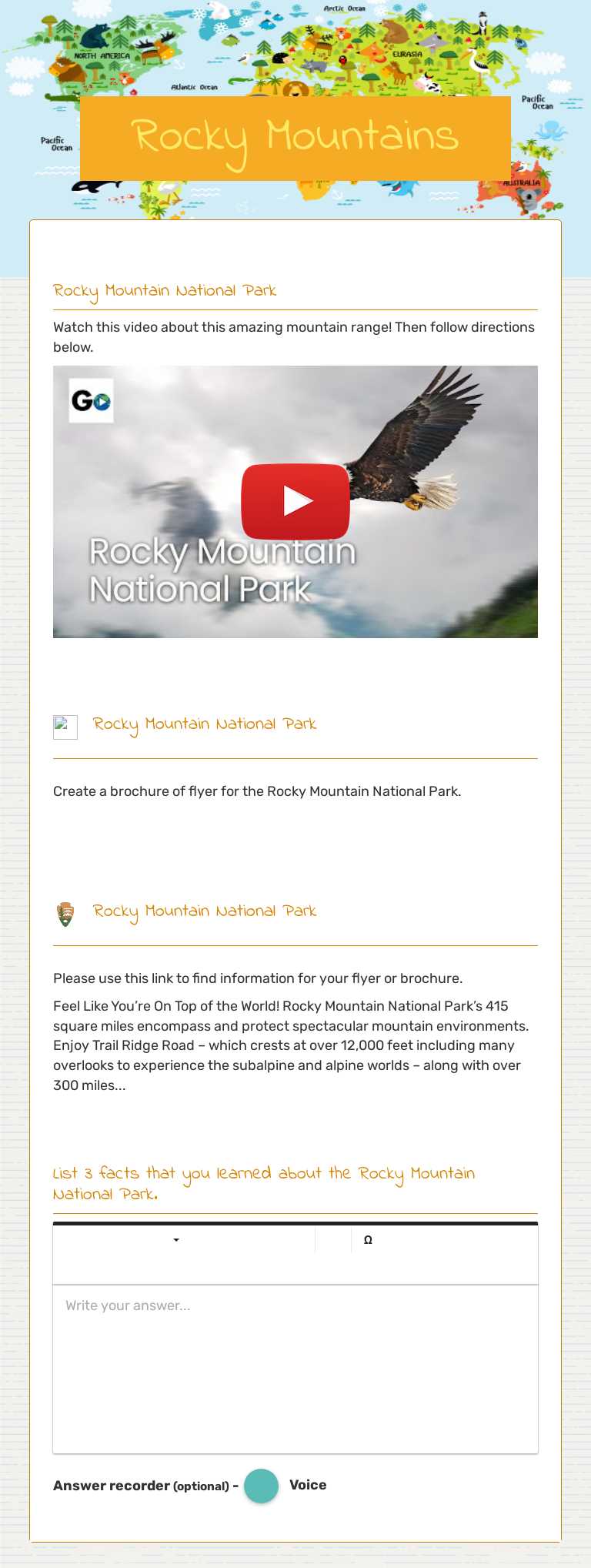 Rocky Mountains Grade 4 worksheet preview