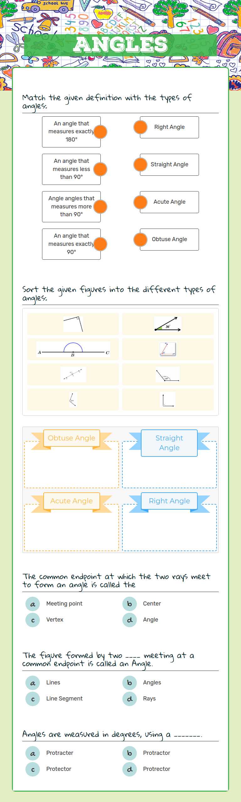 Angles worksheet preview image