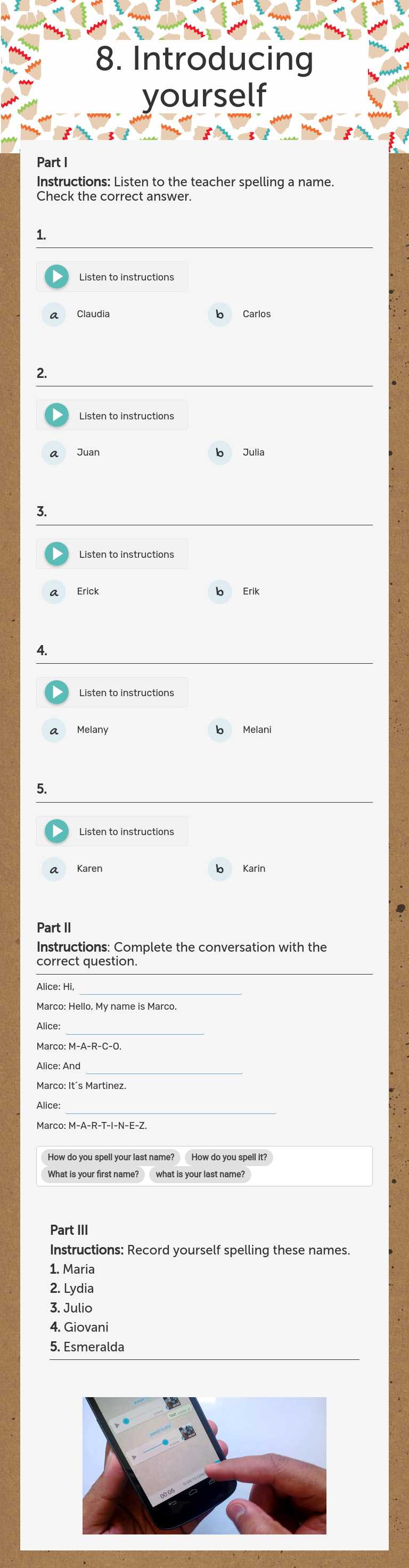8. Introducing yourself worksheet preview image