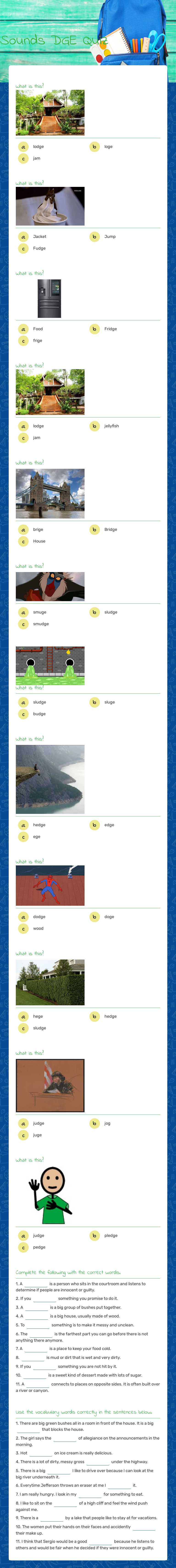Sounds DGE Quiz worksheet preview image