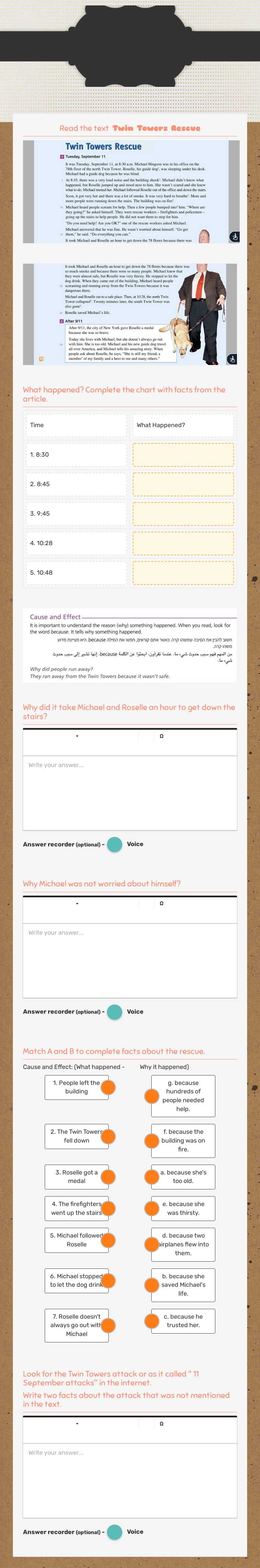 the Twin Towers
Reading Comprehension worksheet preview image